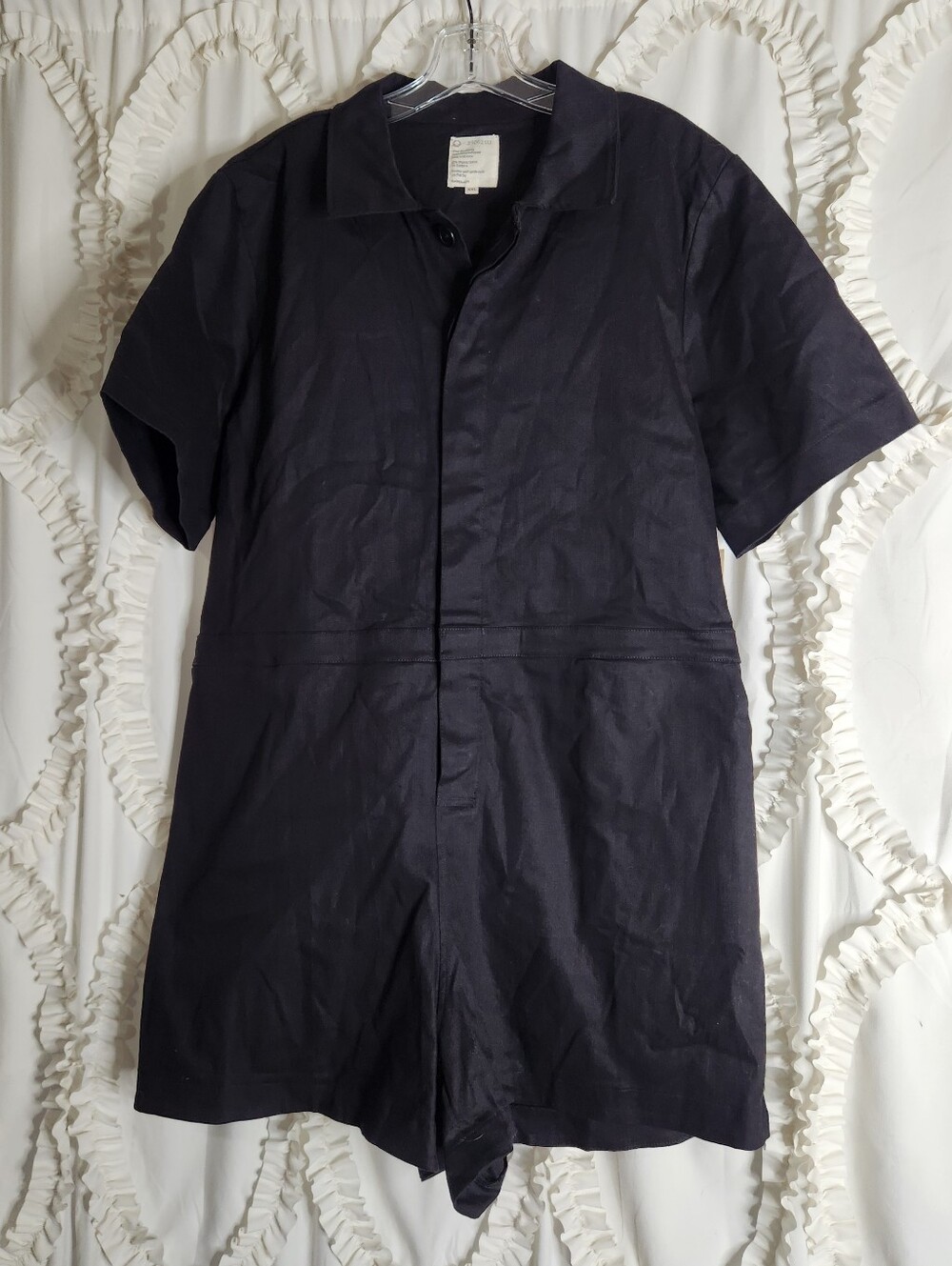 New For Days Twill SS Romper Workwear Inspired Utility Large in Black Sz XXL